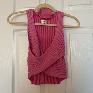 Superdown cross-front knit crop top